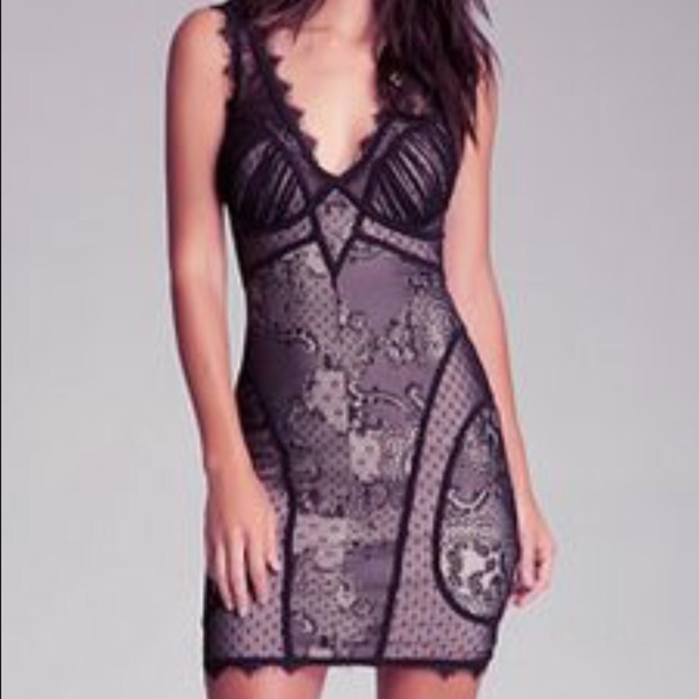 COPY - Bebe large lace black cocktail dress.